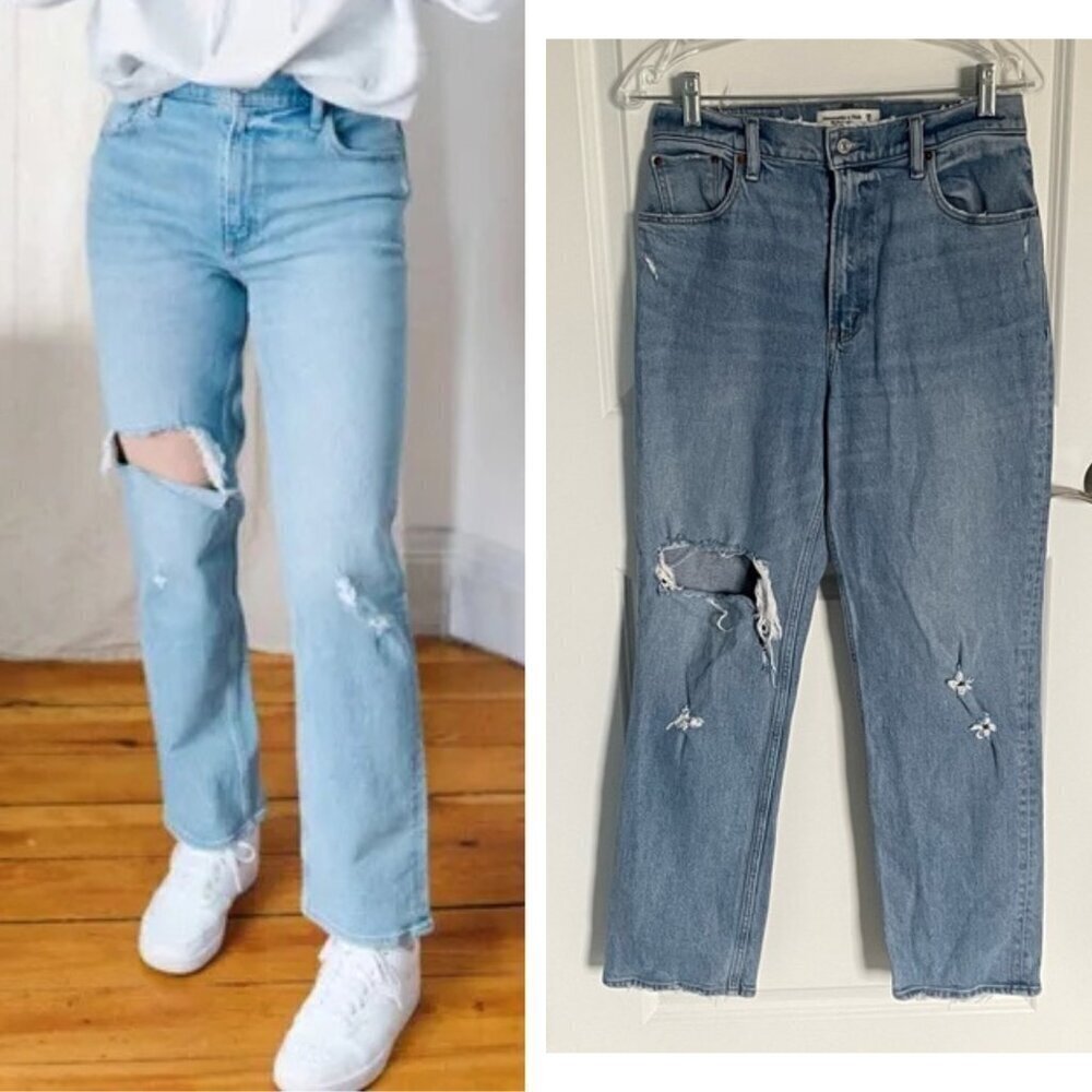 Abercrombie & Fitch 90’s Straight Ultra High Rise Distressed Jeans - 35573